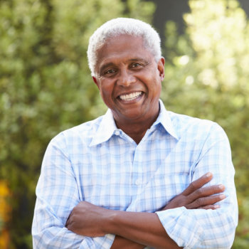 Smiling senior African American man