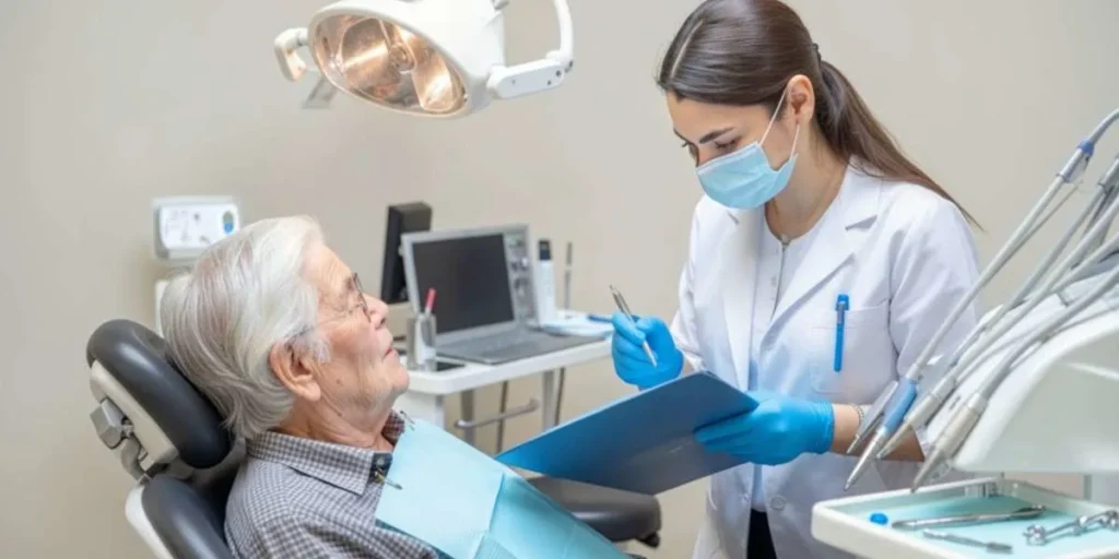 Senior receiving dental care consultation in Atlanta